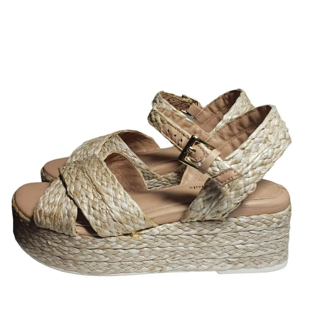Seven Dials Womens Virginia Natural Open Toe Platform Espadrille Sandals Sz 7.5